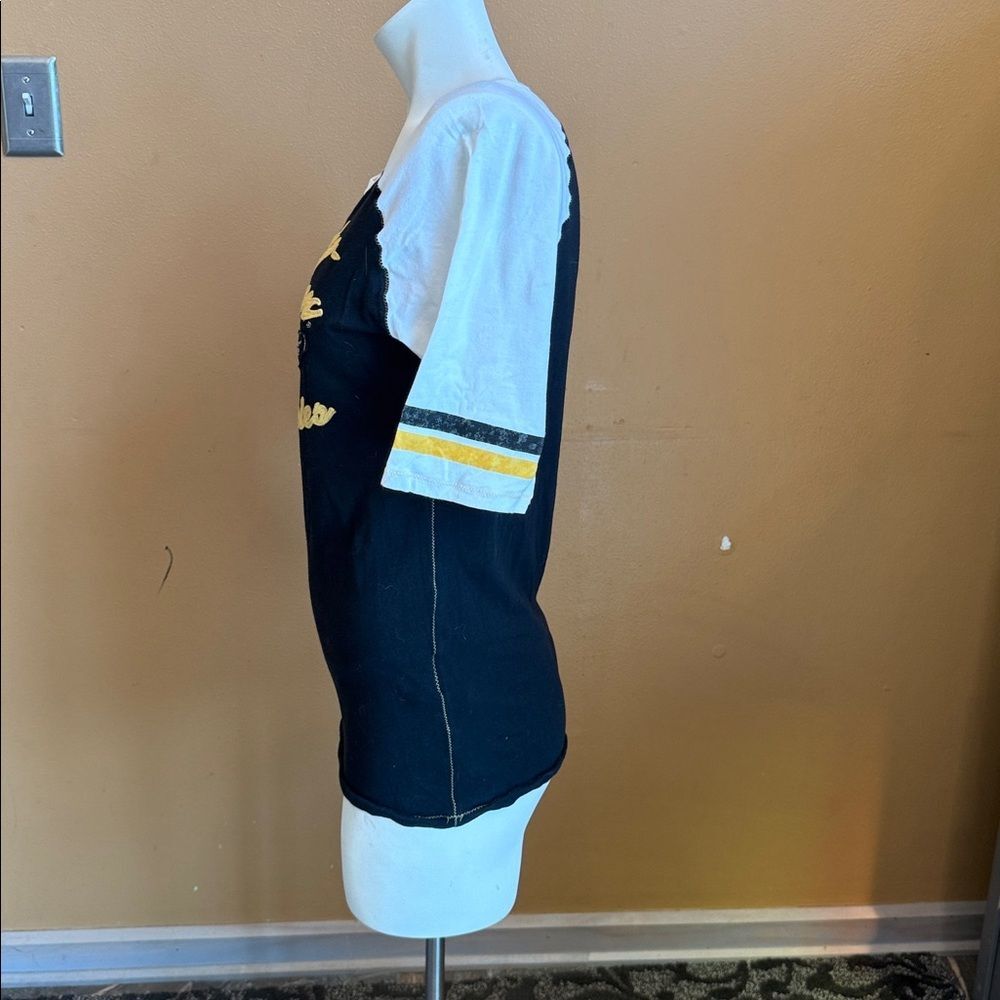 Harley-Davidson Black & White Raglan Tee with Yellow Script size L - Picture 3 of 9
